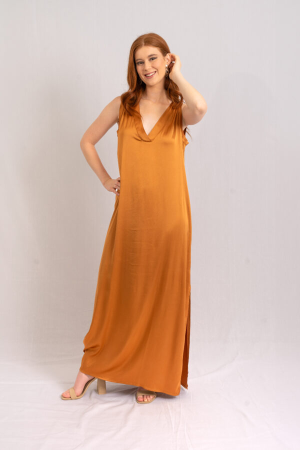 Vestido Porto Venere cuello  V manga cero - Terra - Imagen 2