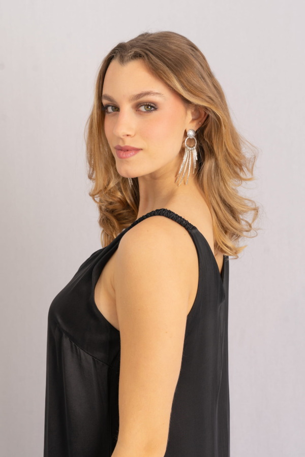 Vestido Porto Venere tira drapeada - Nero - Imagen 4