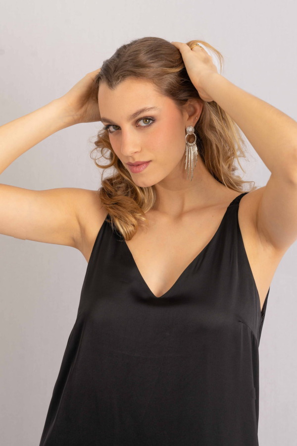 Vestido Porto Venere tira drapeada - Nero - Imagen 6