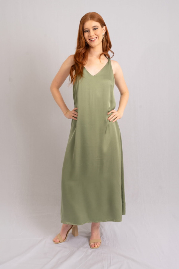 Vestido Porto Venere Tira Drapeada - Verde Salvia