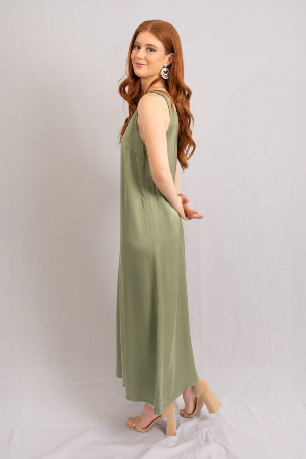 Vestido Porto Venere Tira Drapeada - Verde Salvia - Imagen 4