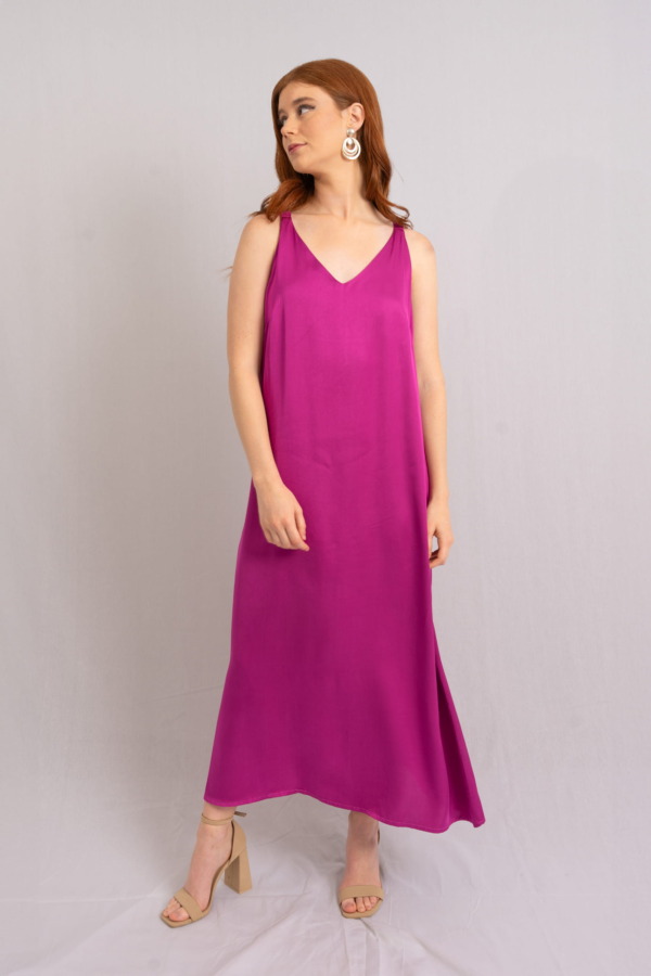Vestido Porto Venere tira drapeada - Berry - Imagen 2