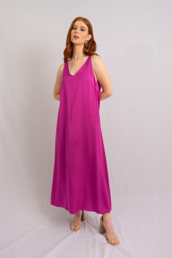 Vestido Porto Venere tira drapeada - Berry - Imagen 3