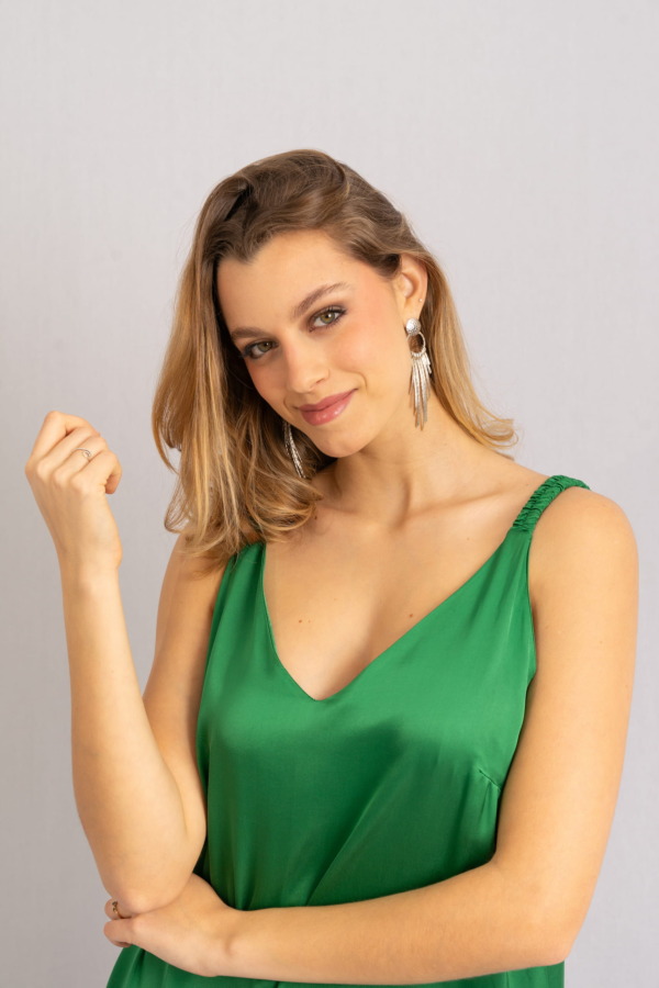 Vestido Porto Venere Tira Drapeada - Verde - Imagen 5