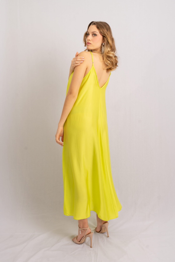 Vestido Porto Venere Tira con gasa - Verde ácido - Imagen 3